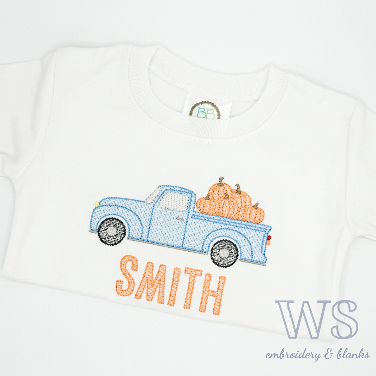 Embroidered Kids' Shirt - Pumpkin Truck