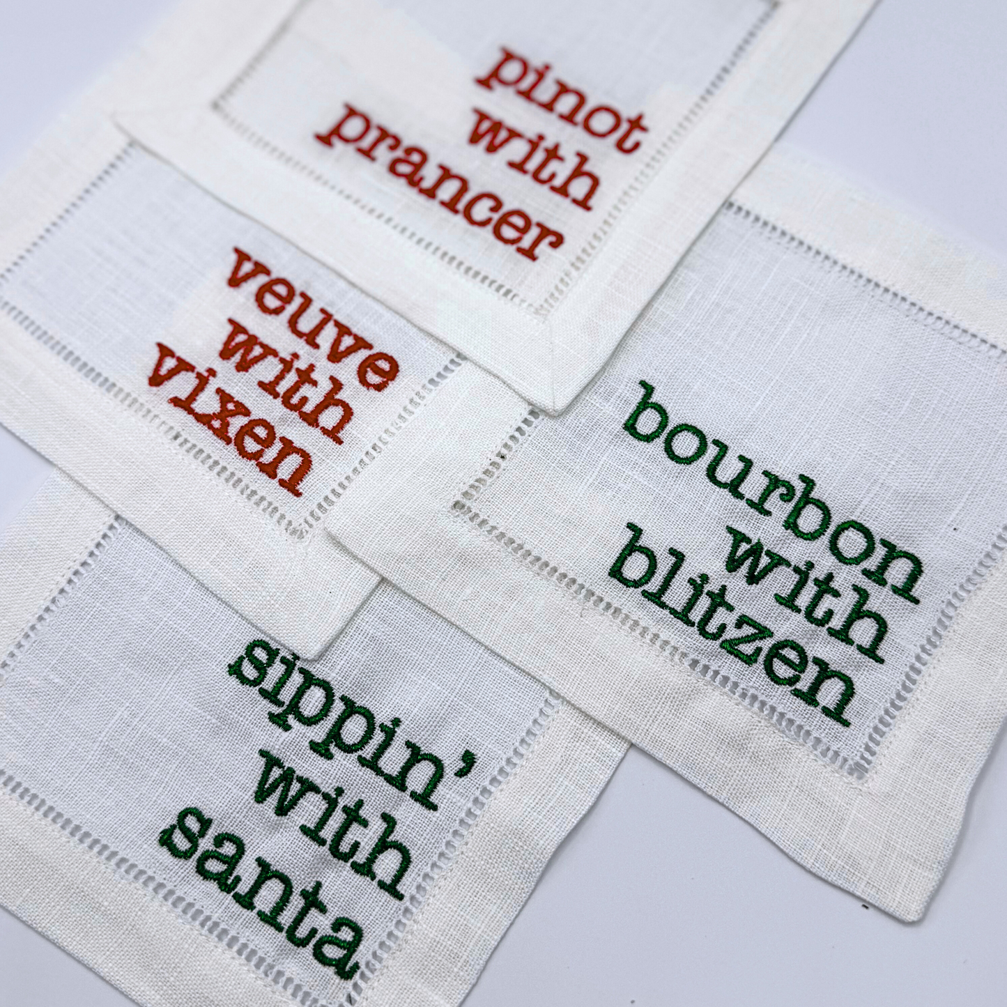 Christmas Cocktail Napkins - Set of 4 Reindeer Phrases