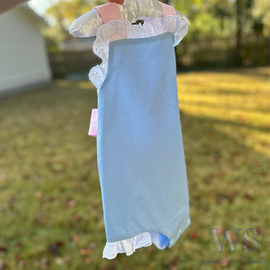 Sunsuit Bubble Blank - Blue with Pink Ties