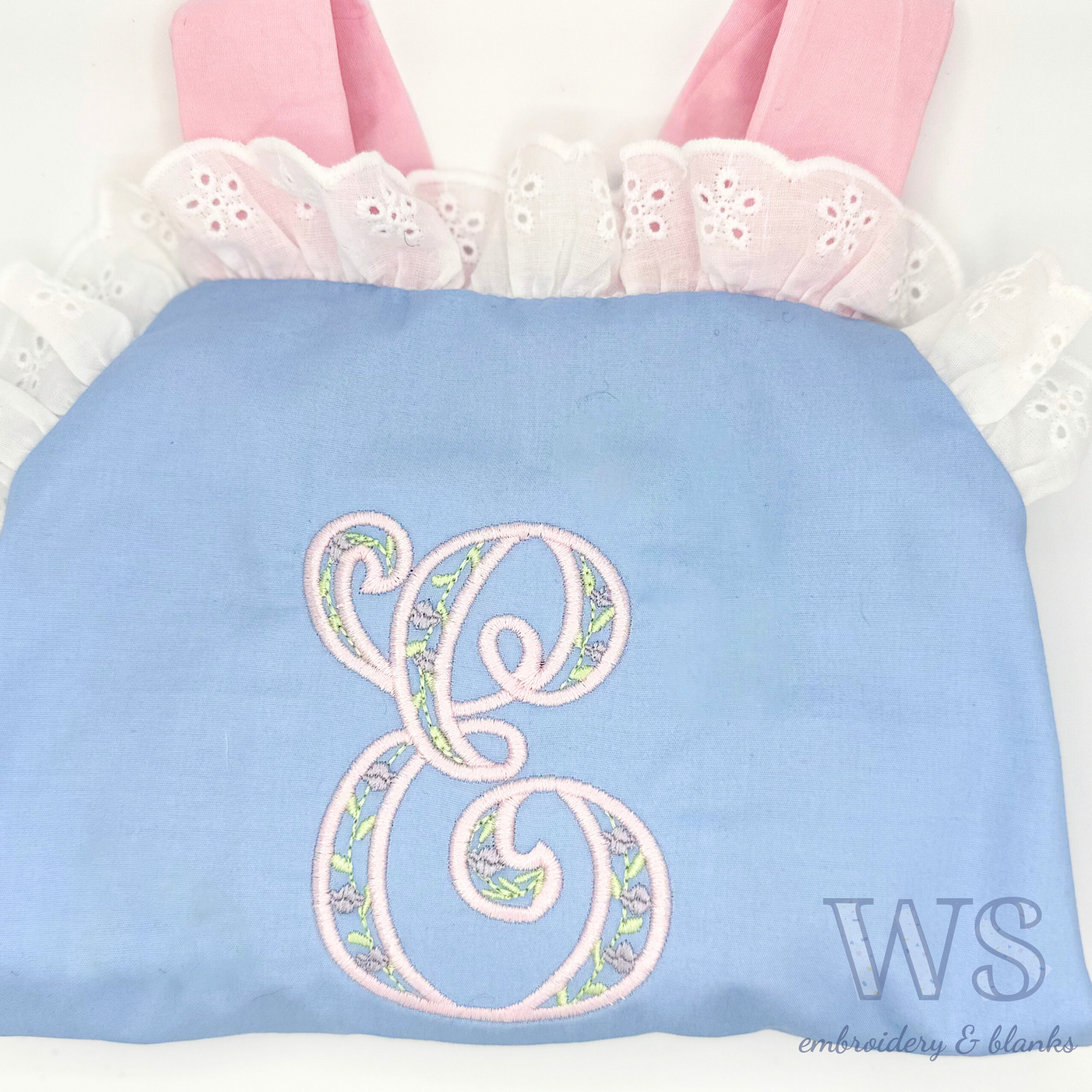 Sunsuit Bubble - Blue with Pink Ties