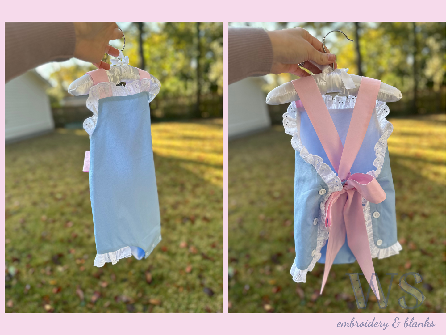 Sunsuit Bubble - Blue with Pink Ties