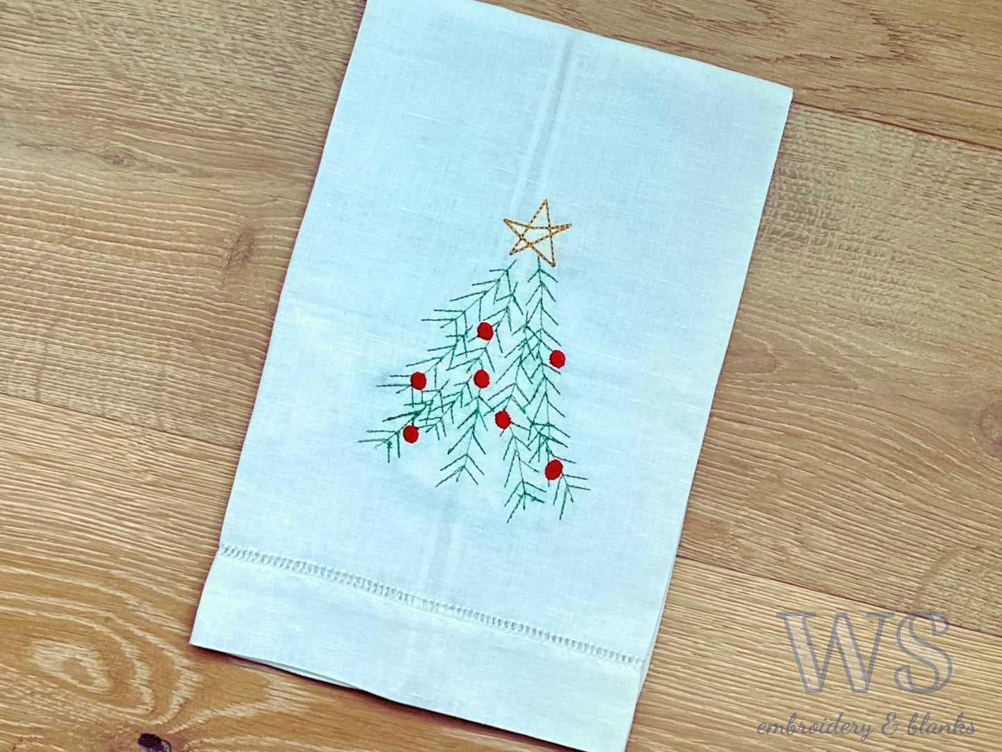 Embroidered Christmas Tree Hand Towel
