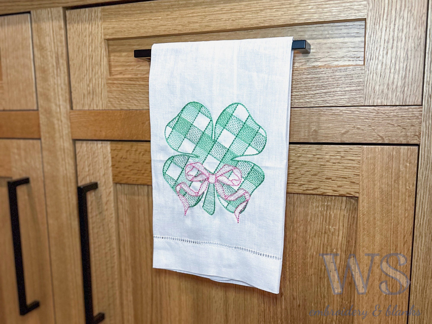 Embroidered Shamrock Hand Towel