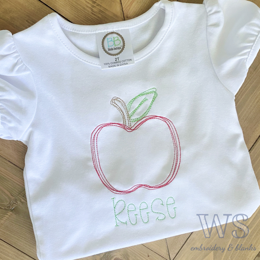 Embroidered Kid's Shirt - Sketch Apple Embroidery