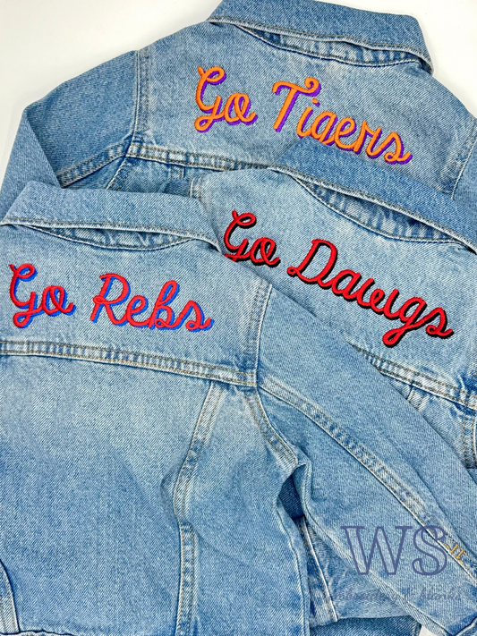 Custom Kid's Denim Jacket - Favorite Team Script