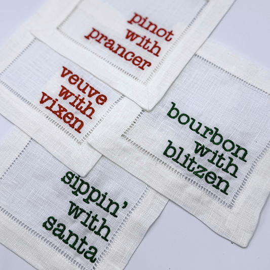 Christmas Cocktail Napkins - Set of 4 Reindeer Phrases