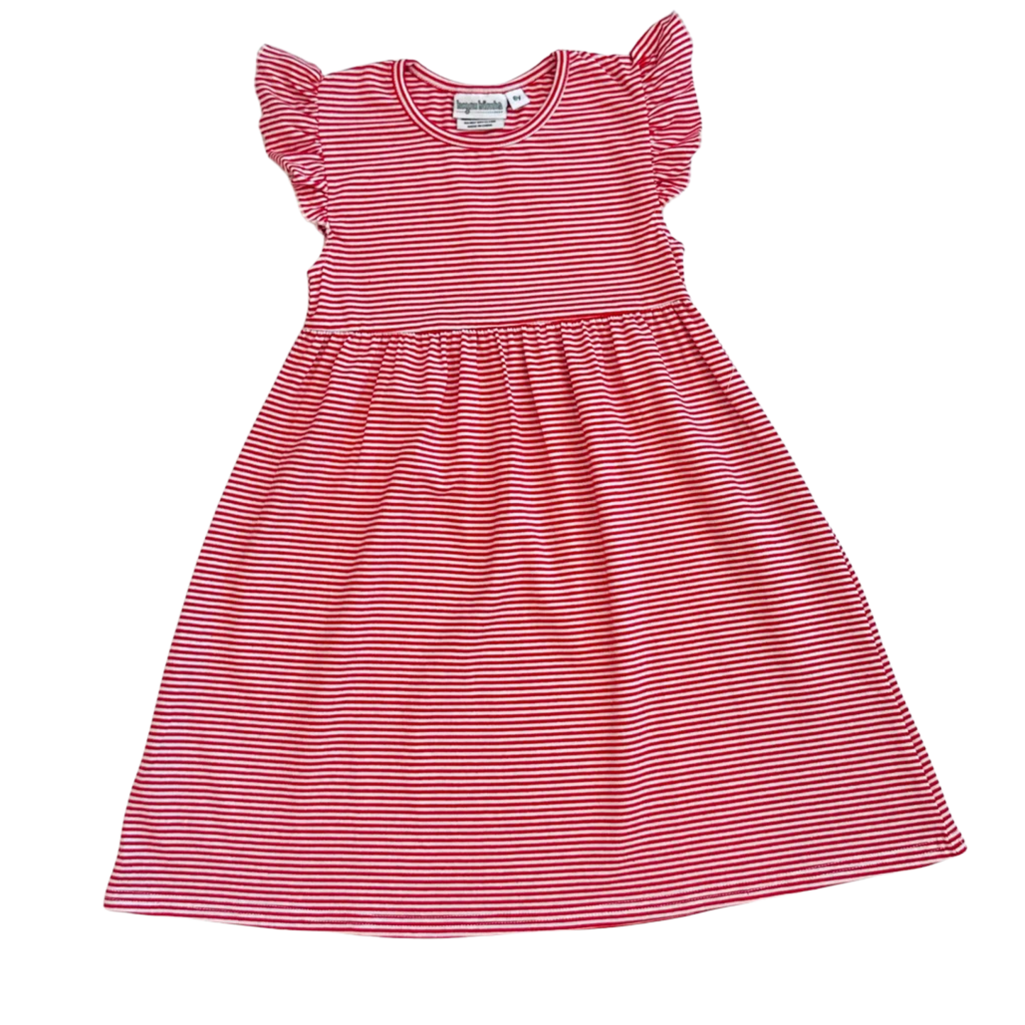 Striped Flutter Sleeve Dress