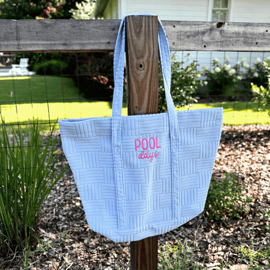 "Pool Days" Grid Pattern Terry Tote |RTS|