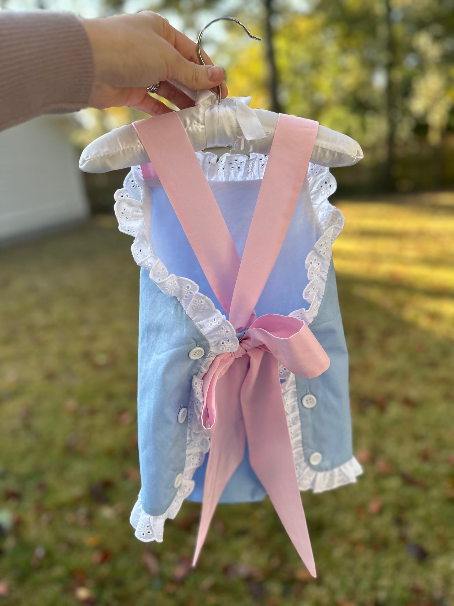 Sunsuit Bubble Blank - Blue with Pink Ties