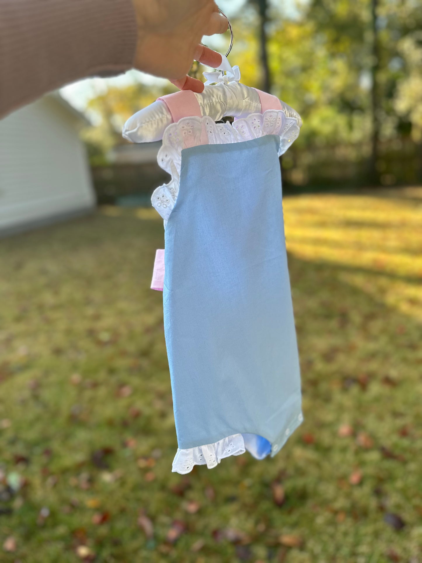 Sunsuit Bubble Blank - Blue with Pink Ties