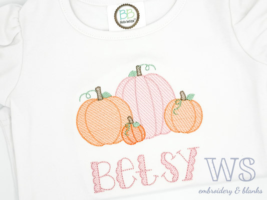 Sketch Pumpkin Line Up Shirt - Girl