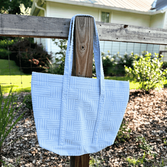 Grid Pattern Terry Tote — Custom Embroidered