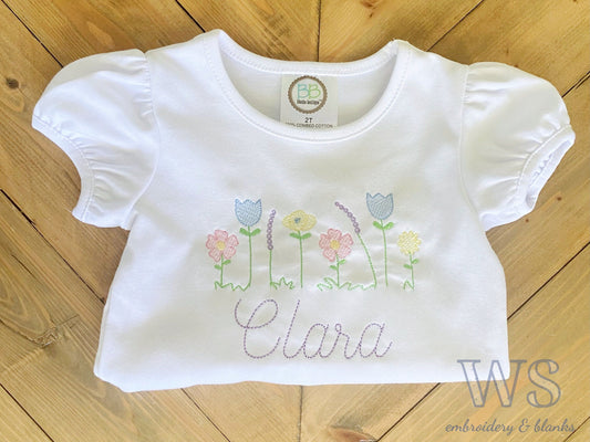 Embroidered Kid's Shirt - Wildflower Embroidery