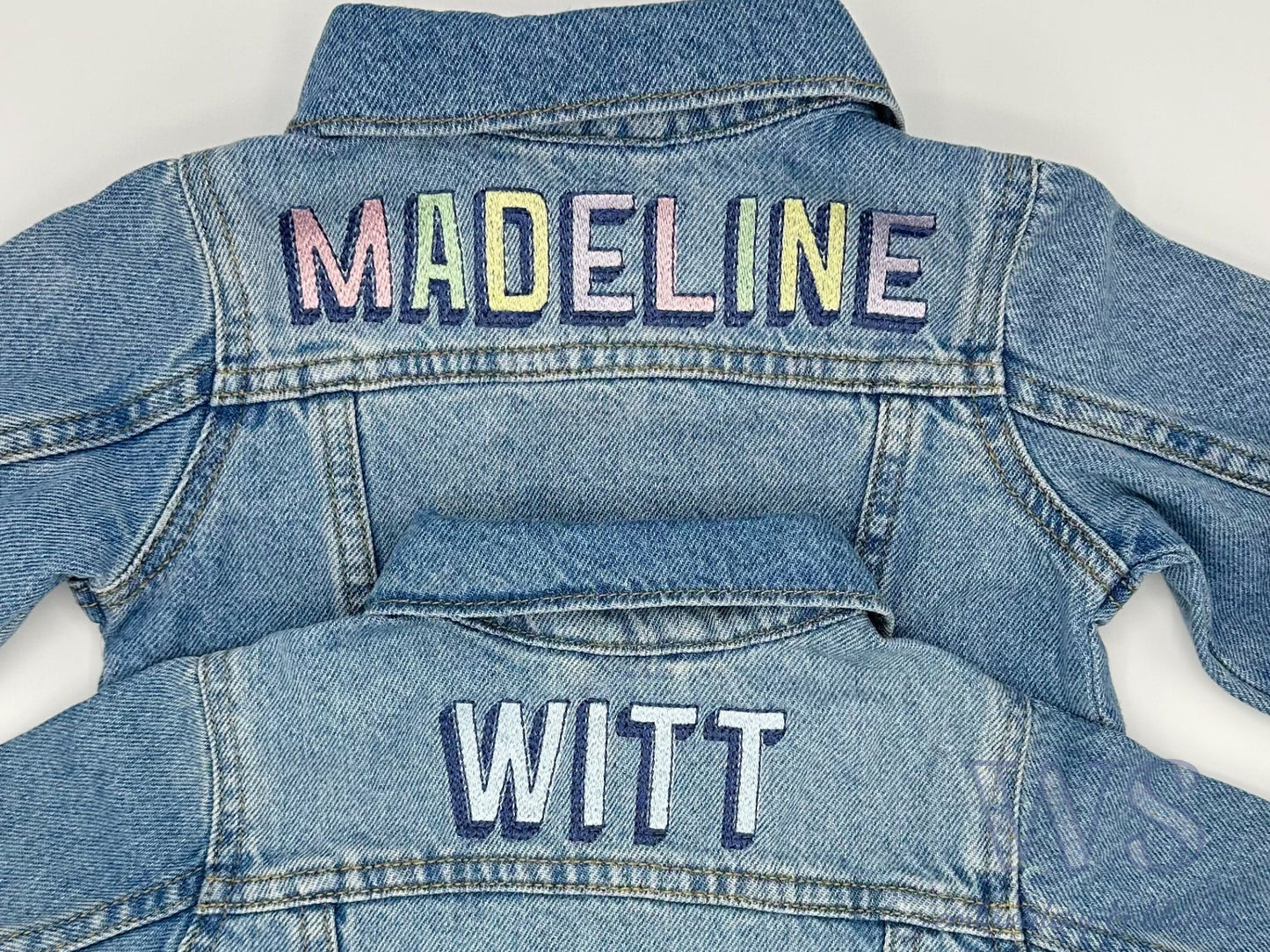 Custom Kid's Denim Jacket - Shadow Block Print Embroidered Name