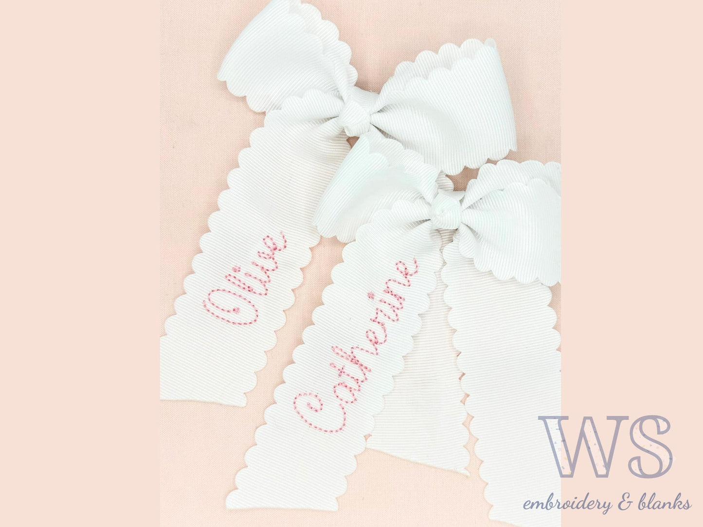 Embroidered Hair Bow - Script Name