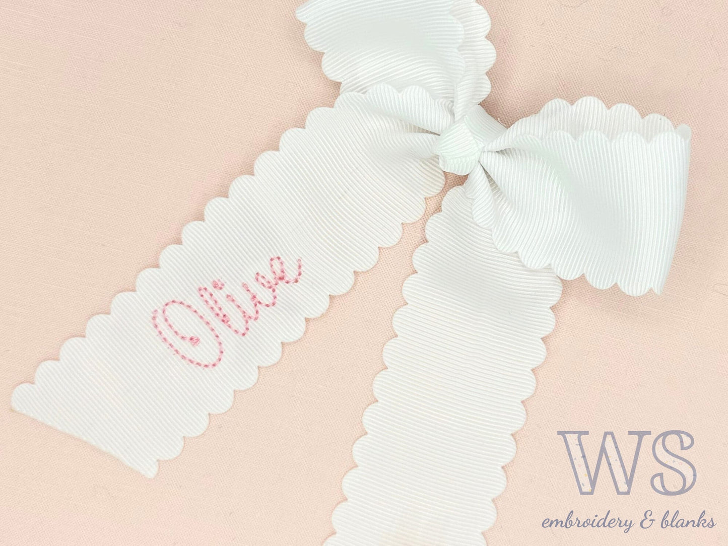 Embroidered Hair Bow - Script Name