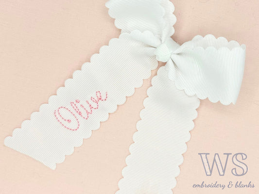 Embroidered Hair Bow - Script Name