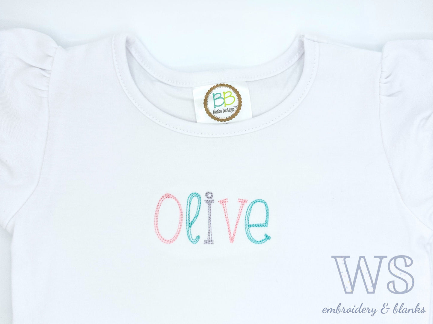 Embroidered Kid's Shirt - Multicolor Sketch Print Name