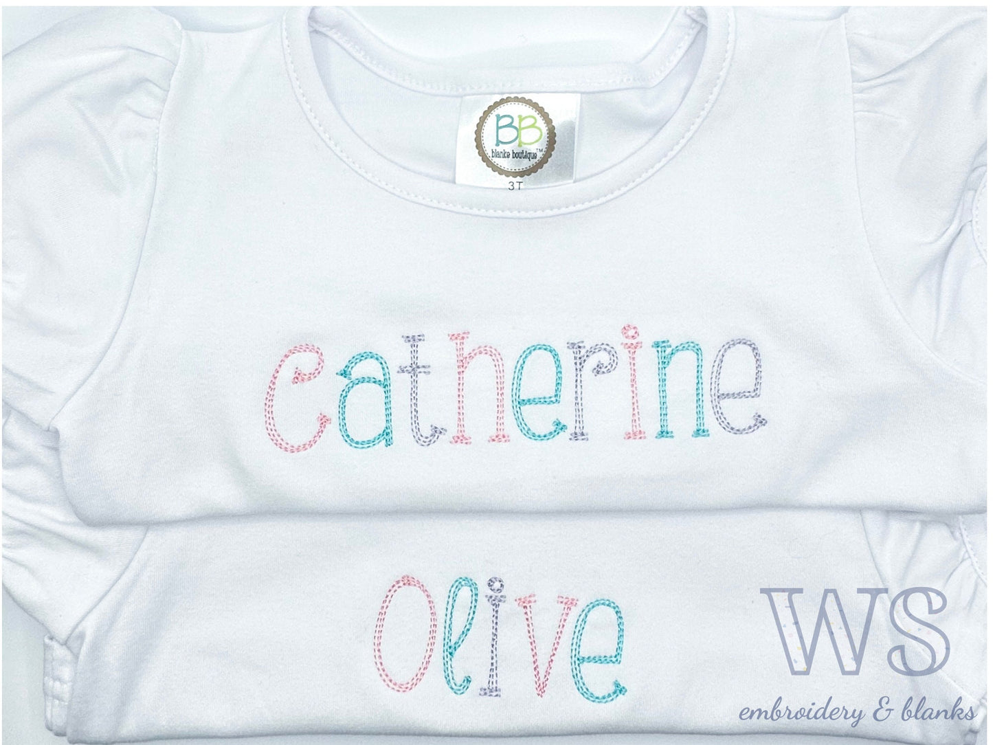 Embroidered Kid's Shirt - Multicolor Sketch Print Name