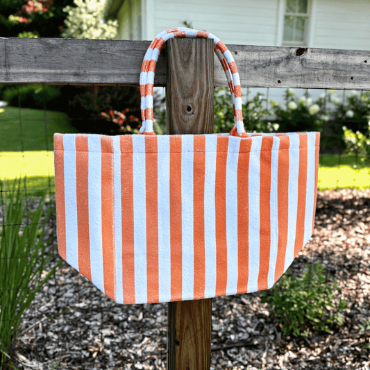 Striped Terry Tote — Custom Embroidered
