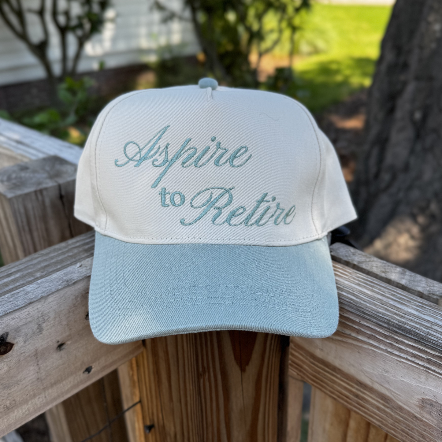 "Aspire to Retire" Two Toned Trucker Hat