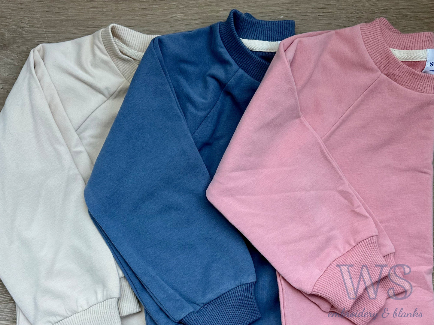 Embroidered Kid's Sweatshirt - Blue with Floral Initial