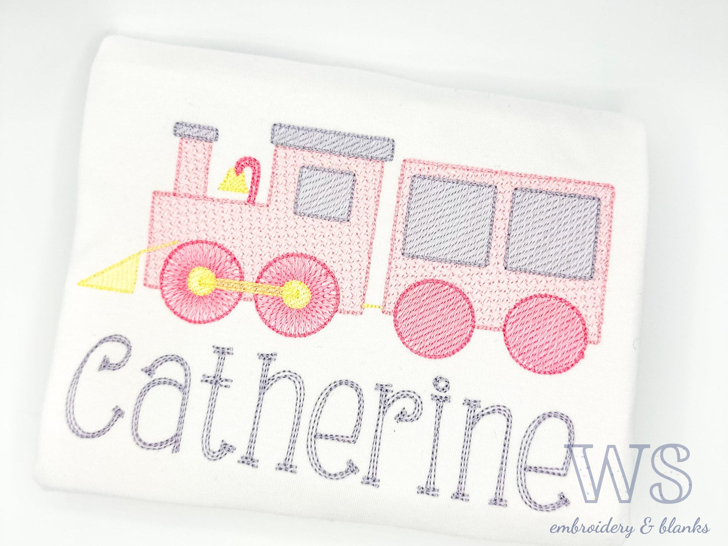 Embroidered Kid's Shirt - Sketch Train Embroidery