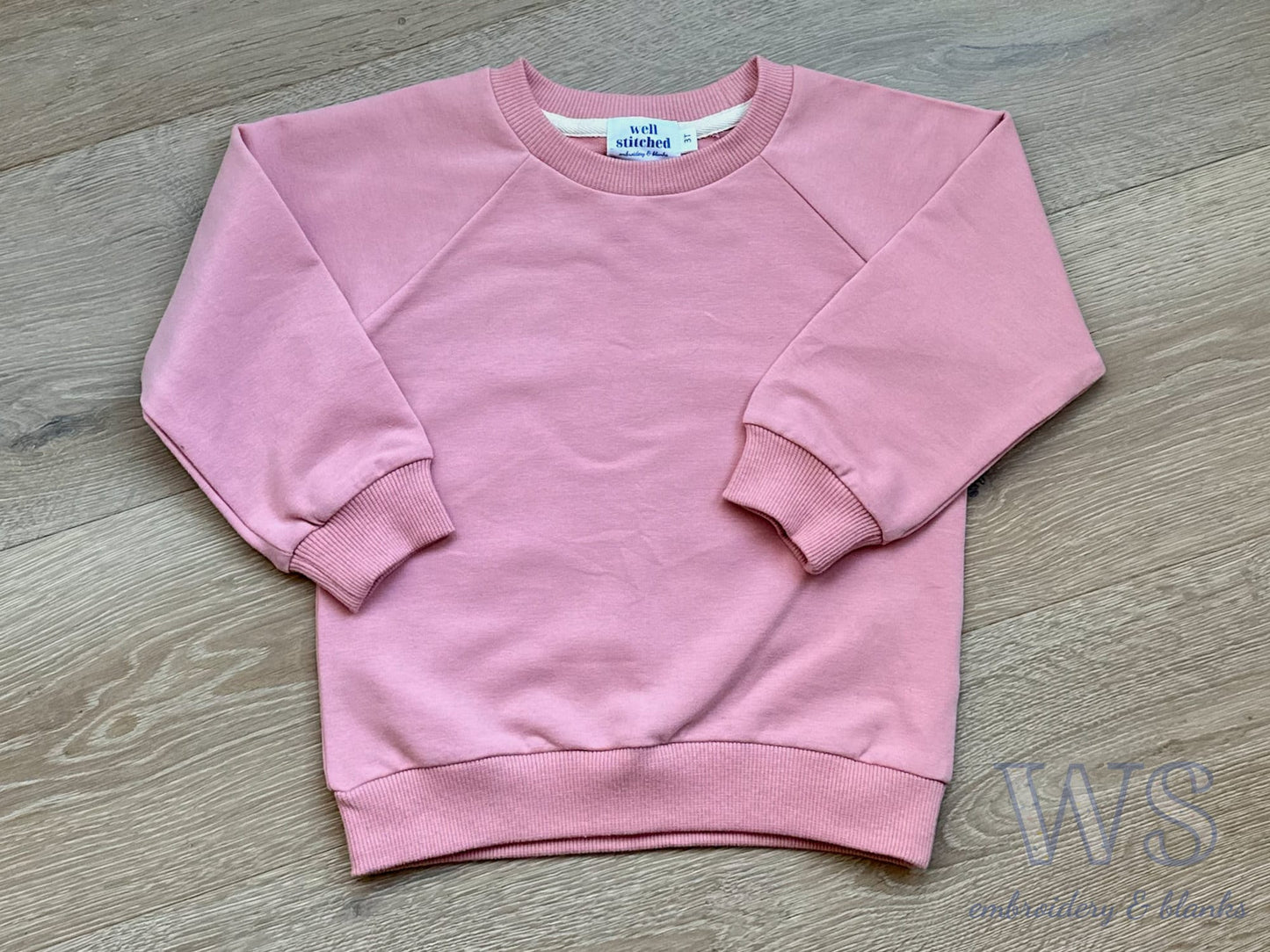 Embroidered Kid's Sweatshirt - Pink with Collar Script