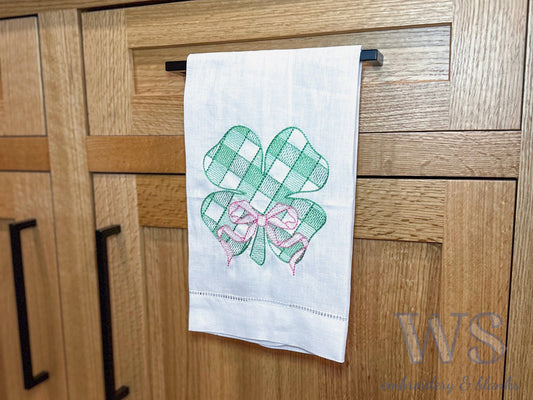 Embroidered Shamrock Hand Towel