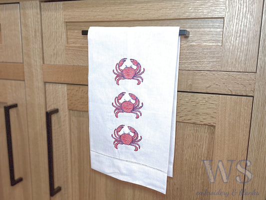 Embroidered Crab Trio Hand Towel