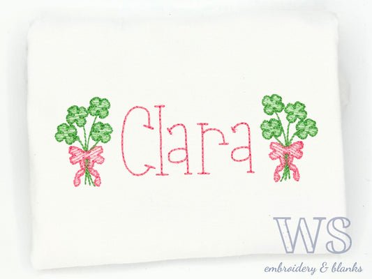 Embroidered Kid's Shirt - Shamrock Bouquet and Name